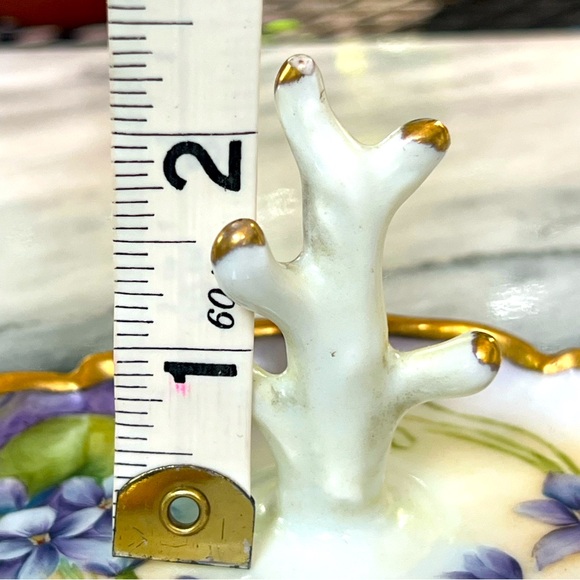 Vintage German Hand-Painted Porcelain Ring Holder w African Violets by RS - Picture 9 of 11